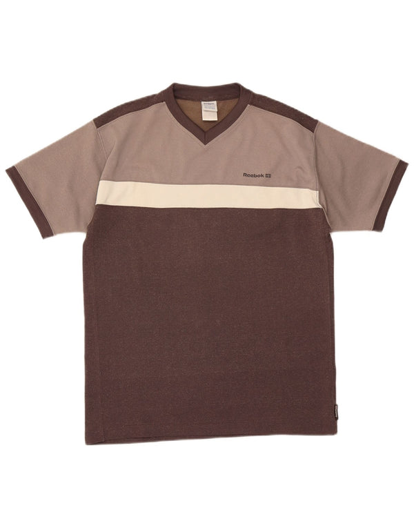 Reebok Mens T-Shirt Top Small Brown Colourblock