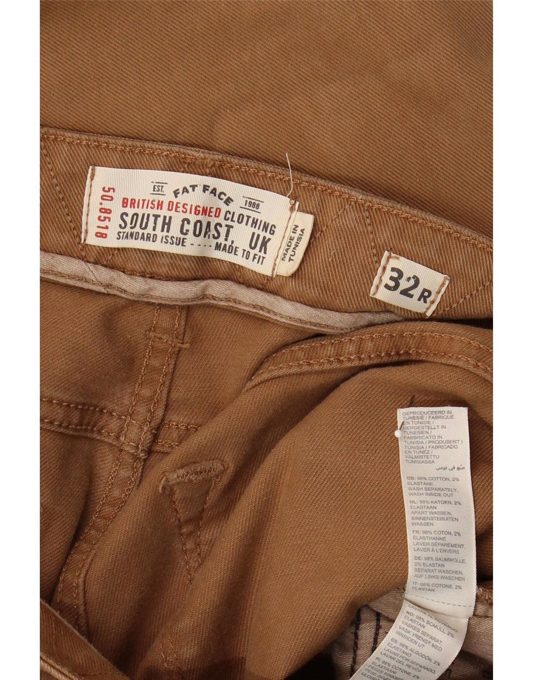Fat Face Mens Straight Jeans W32 L30 Beige Cotton