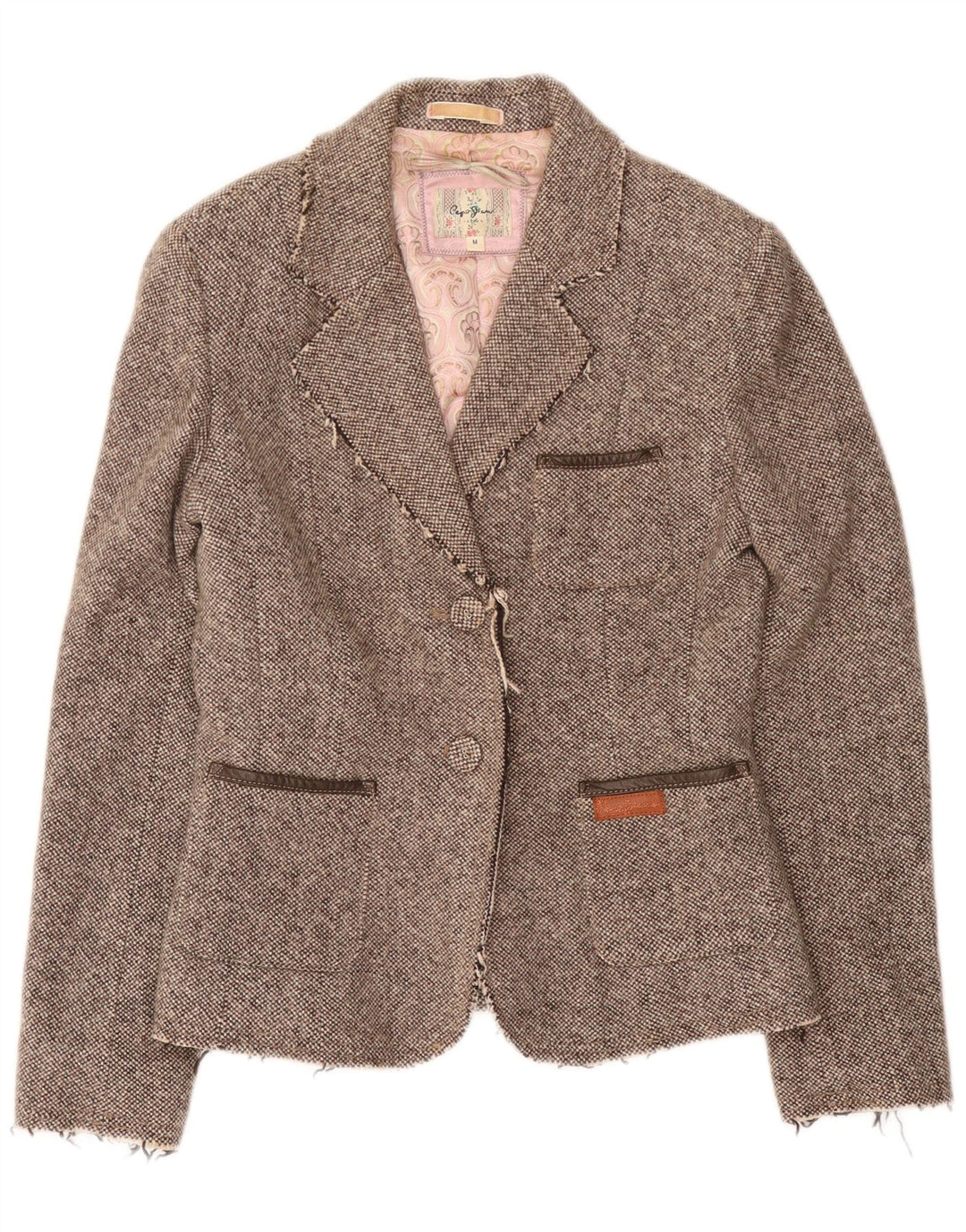 Giacca blazer a 2 bottoni da donna PEPE Jeans UK 12 Viscosa grigio medio