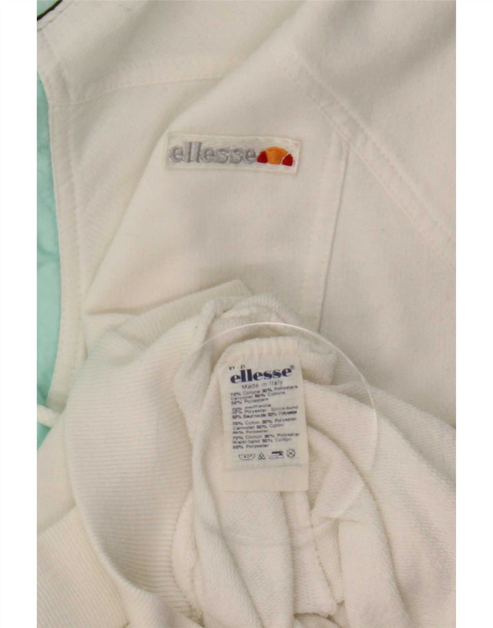 Ellesse Mens Button Neck Sweatshirt Jumper Large White Colourblock Cotton