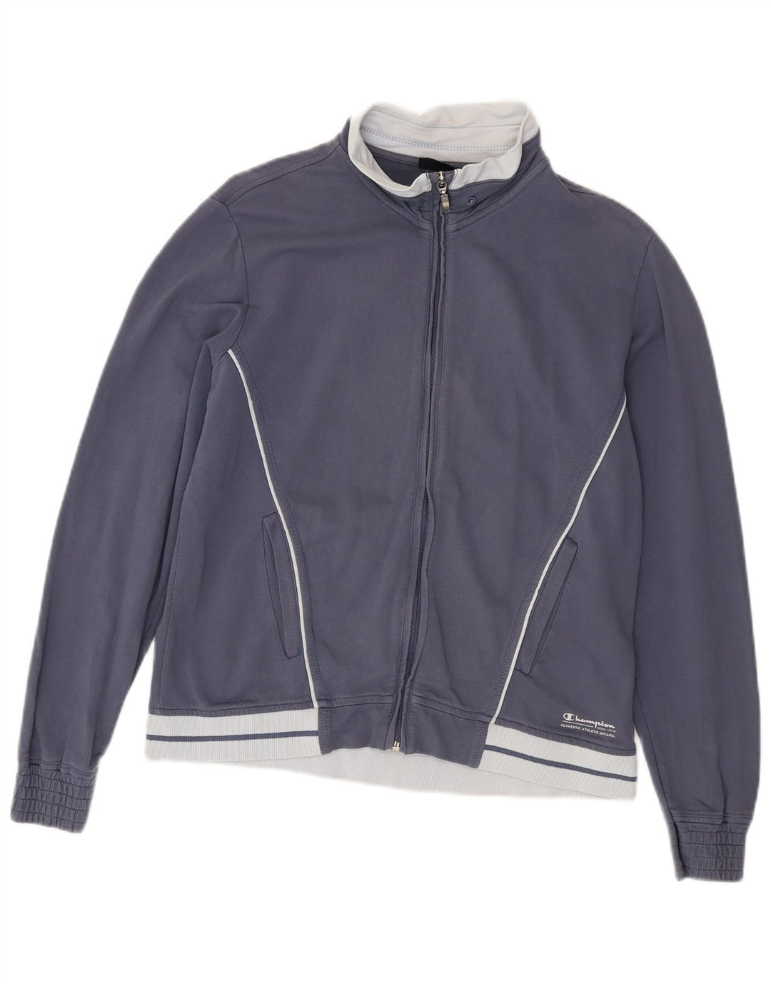 Champion Womens Tracksuit Top Jacket UK 14 Medium Navy Blue Colourblock