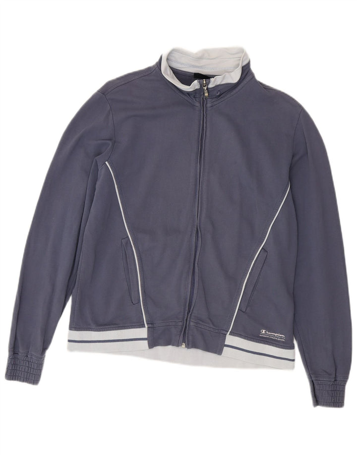 Champion Womens Tracksuit Top Jacket UK 14 Medium Navy Blue Colourblock