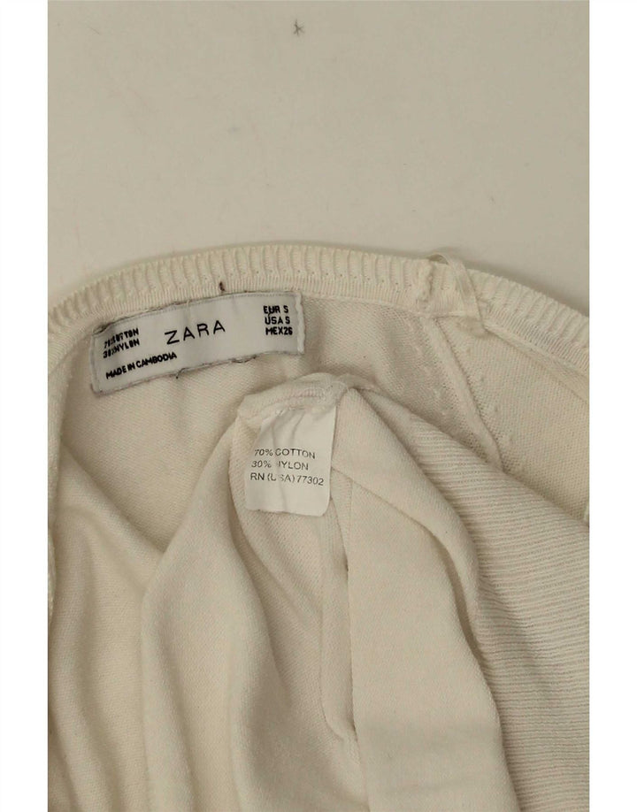 Zara Womens Cardigan Sweater UK 10 Small White Cotton