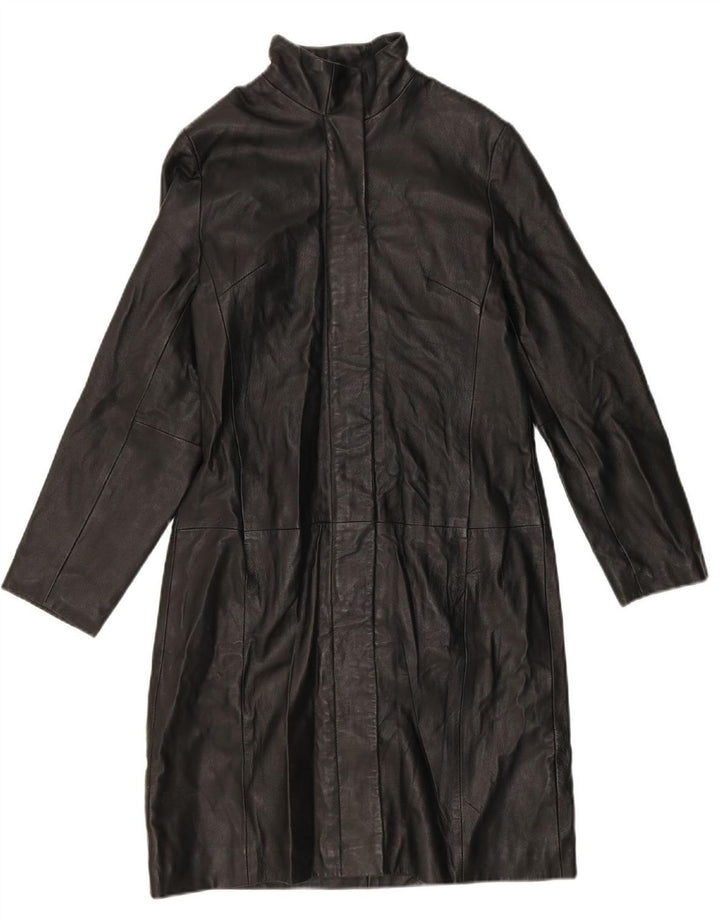 PAUL BERMAN Womens Leather Coat UK 10 Small Black Leather