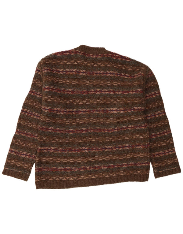 Eddie Bauer Mens Regular Fit Crew Neck Jumper Sweater Large Khaki Striped