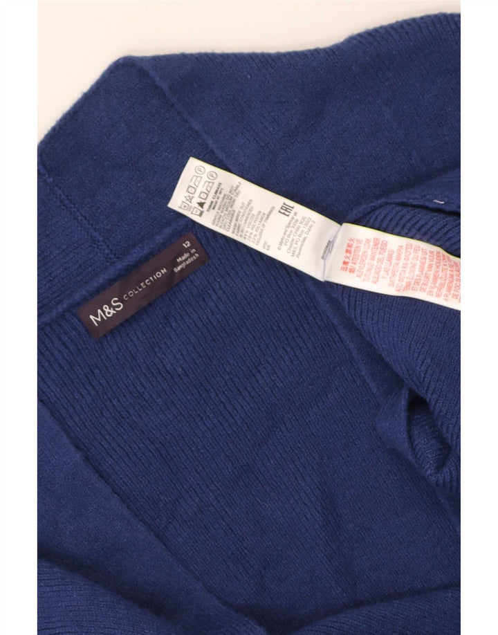Marks & Spencer Womens Longline Open Cardigan Sweater UK 12 Medium Blue