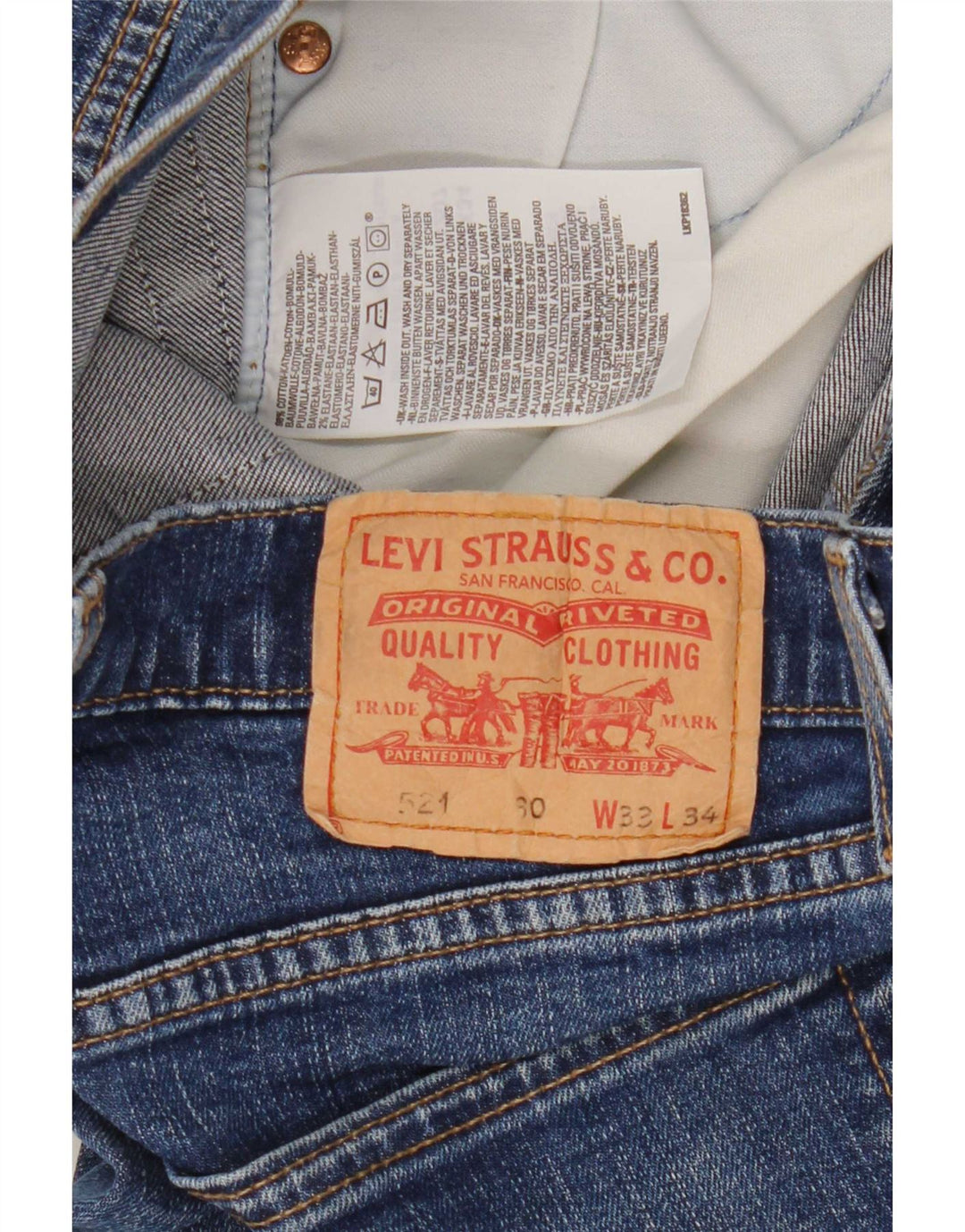 Levi's Herre 521 lige jeans W33 L29 blå bomuld