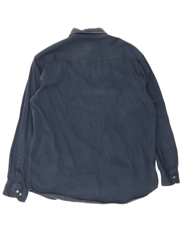Carrera Camisa Vaquera Hombre Talla 39/40 Mediana Azul Marino Algodón