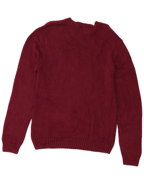 Chaps Herre Regular Fit Crew Neck Jumper Sweater Medium Burgundy Bomuld