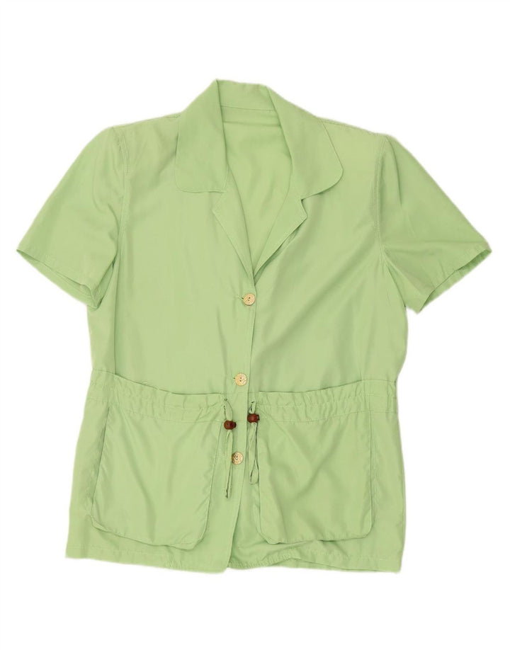 VINTAGE Womens Short Sleeve 3 Button Blazer Jacket IT 50 XL Green
