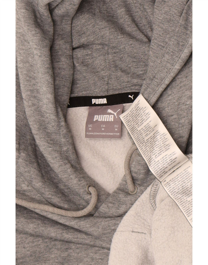 Puma Mens Graphic Hoodie Jumper Medium Grey Flecked Cotton