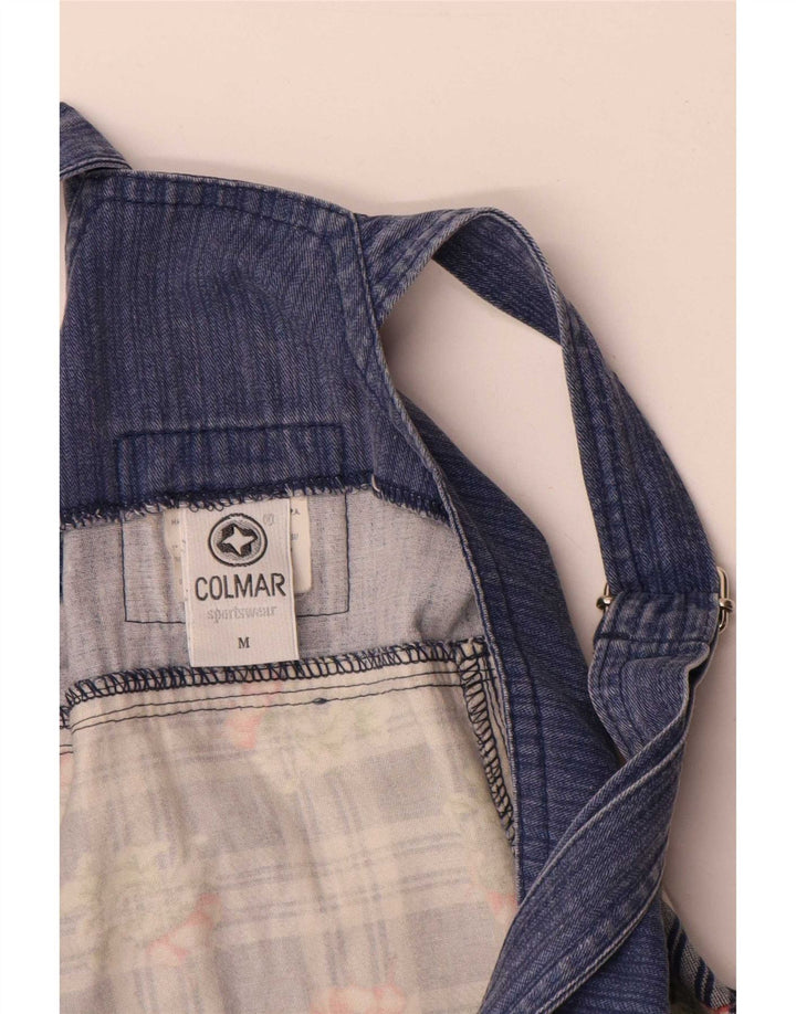 Colmar Womens Mini Dungaree Dress UK 12 Medium Navy Blue Check Cotton