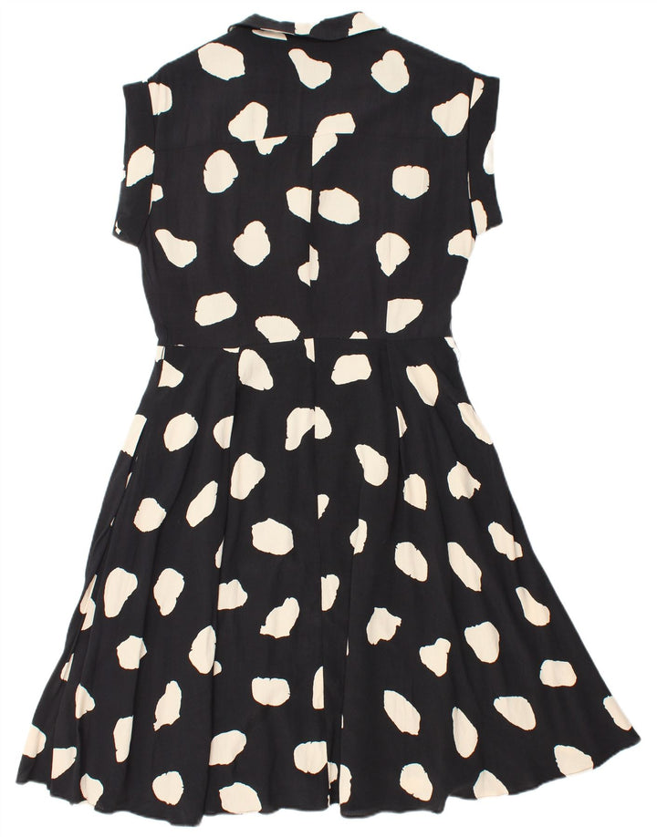 HOBBS Womens Abstract Pattern A-Line Dress UK 10 Small  Black Viscose
