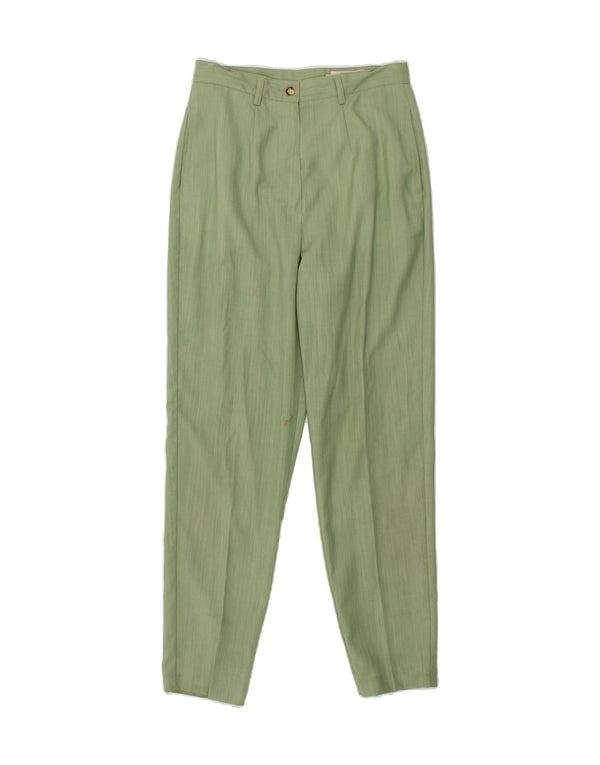 BENETTON Womens High Waist Casual Trousers IT 44 Medium W28 L28 Green Wool