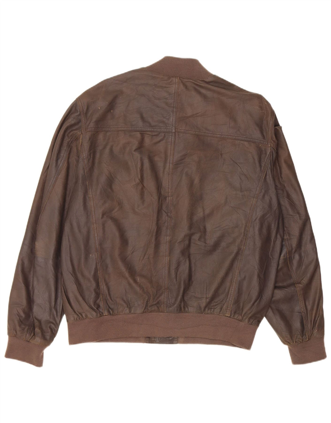 Gimo's Mens Bomber Leather Jacket UK 38 Medium Brown Leather