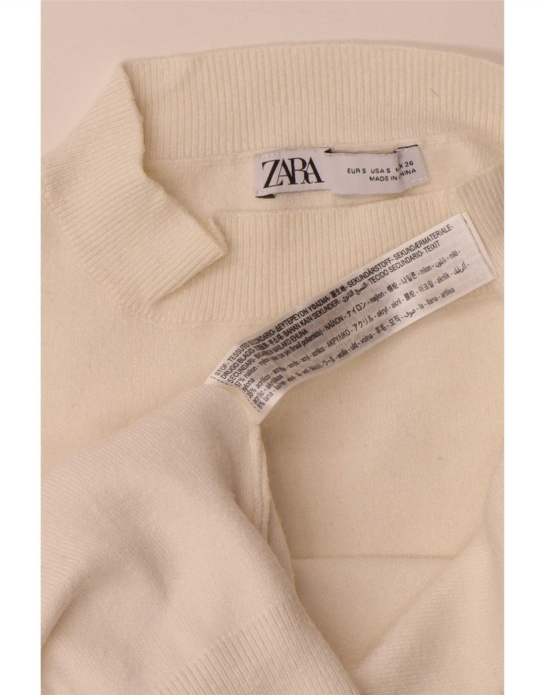 Zara Dame Oversized Turtle Neck Jumper Sweater UK 10 Small White Viscose