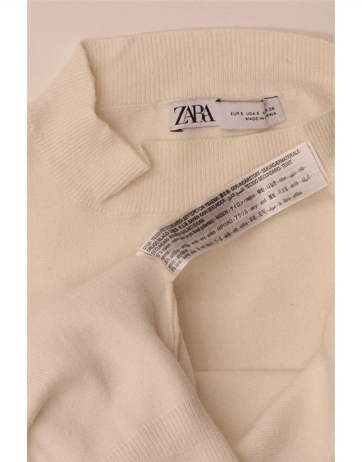 Zara Dame Oversized Turtle Neck Jumper Sweater UK 10 Small White Viscose