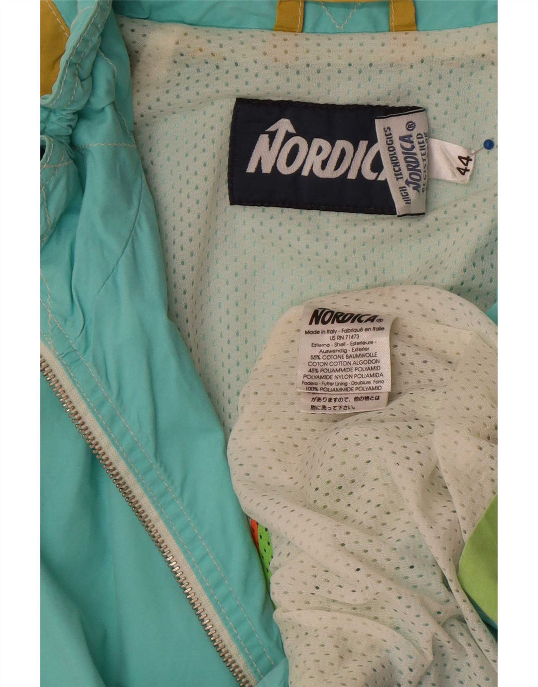 Chaqueta impermeable para mujer Nordica IT 44 Medium Algodón multicolor con bloques de color