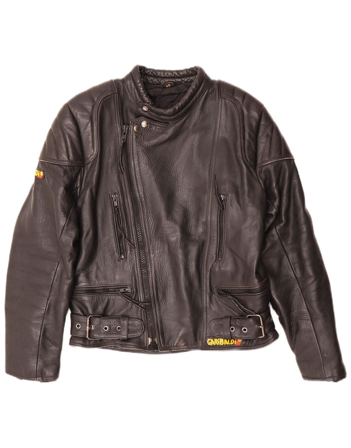 Giacca da motociclista in pelle da uomo Garibaldi EU 40 media nera