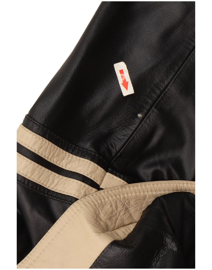 Giacca in pelle vintage da donna IT 48 XL Colorblock nera