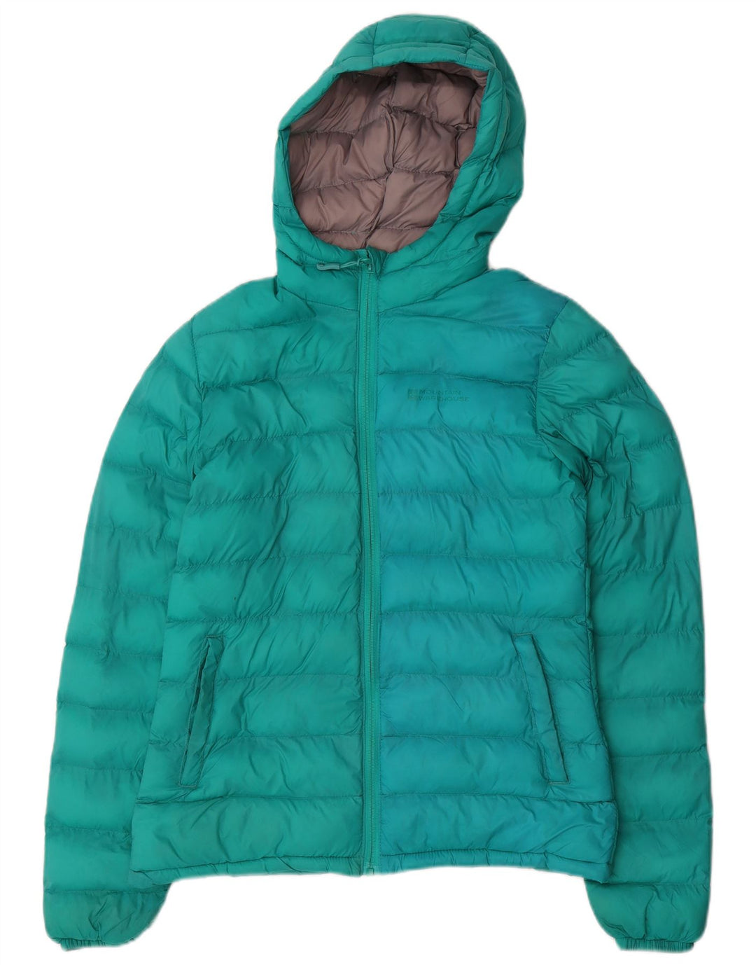 Mountain Warehouse Womens Hooded Padded Jacket UK 8 Small Green Colourblock