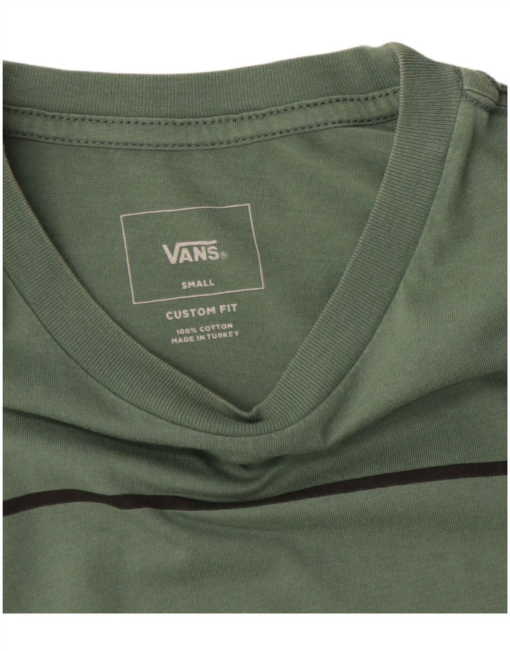 VANS Mens Custom Fit Graphic T-Shirt Top Small Green Cotton