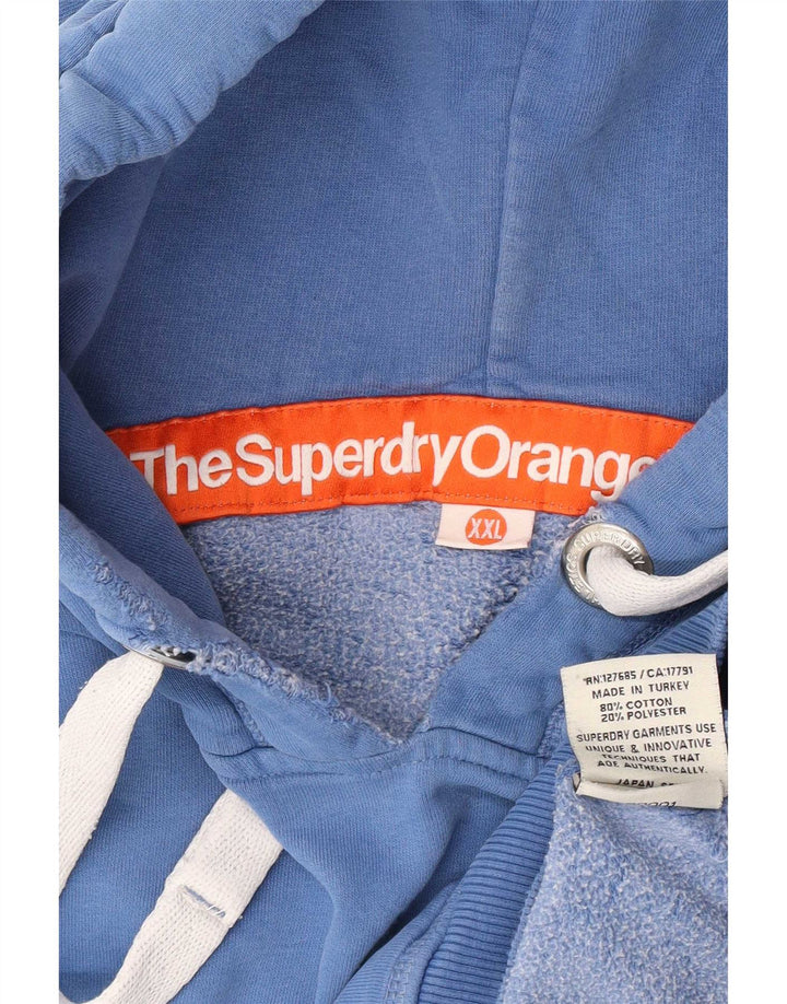 Superdry Mens Hoodie Jumper 2XL Blue Cotton