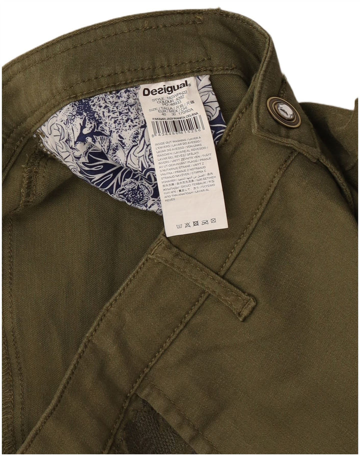 Desigual Womens Graphic Slim Cargo Trousers EU 40 Medium W30 L29 Khaki
