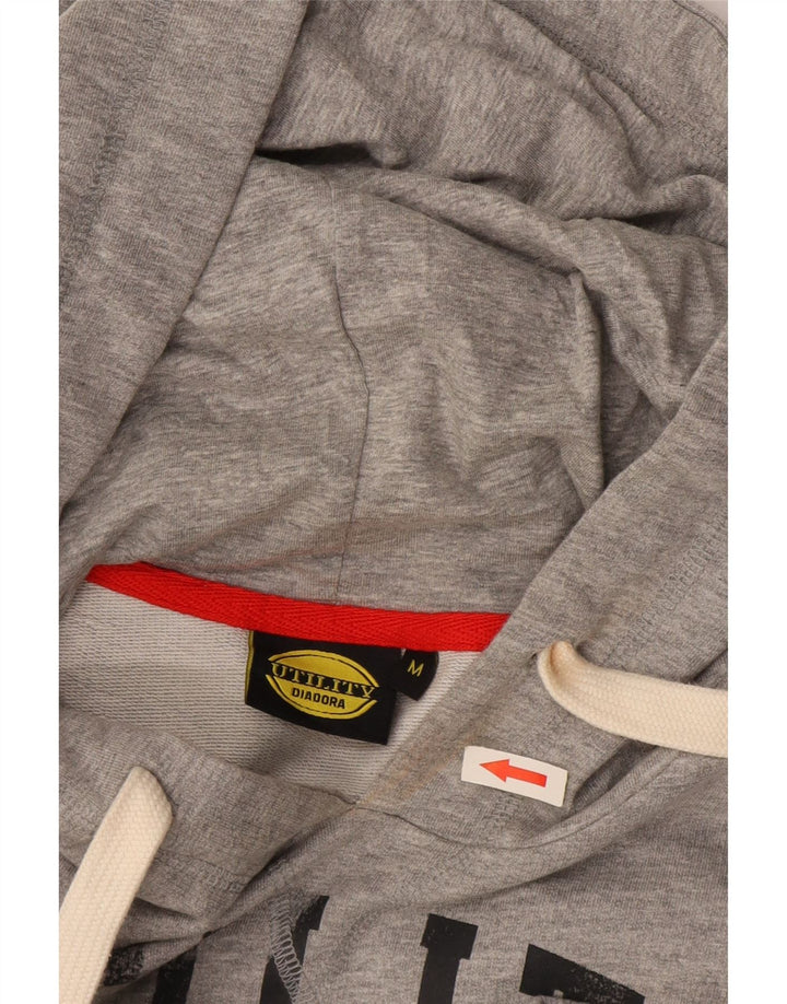 Diadora Mens Graphic Hoodie Jumper Medium Grey Cotton