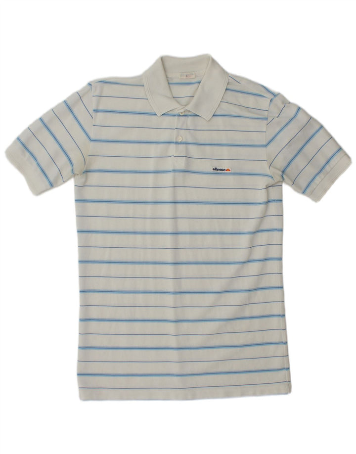 ELLESSE Mens Polo Shirt Small White Striped