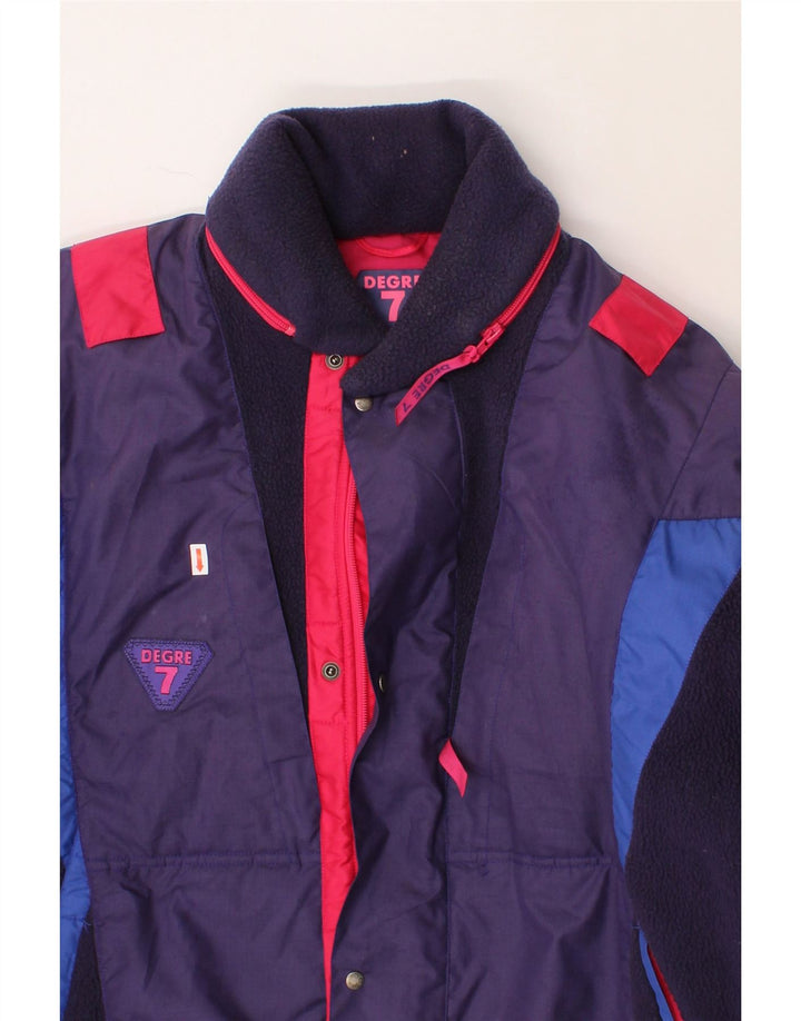 DEGRE 7 Mens Windbreaker Jacket UK 38 Medium Purple Colourblock Polyester Vintage Degre 7 and Second-Hand Degre 7 from Messina Hembry 