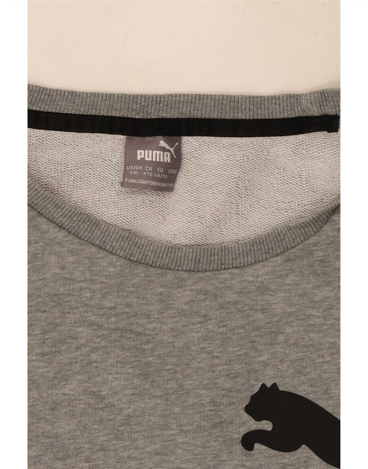 Puma Mens Graphic Sweatshirt Jumper 4XL Grey Flecked Cotton