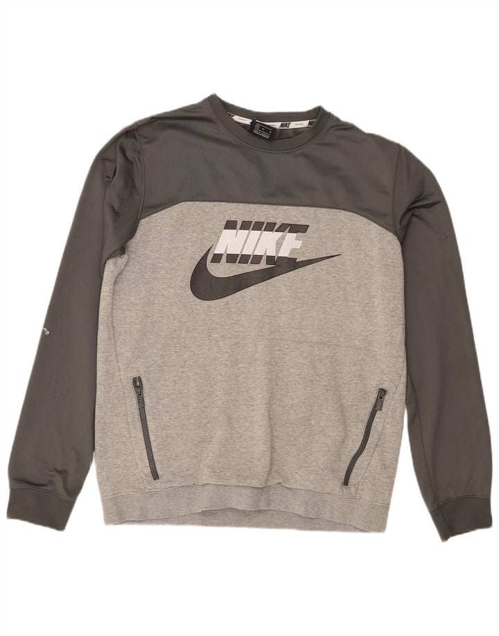 Nike Herre grafisk sweatshirt Jumper Medium Grå Colourblock Bomuld