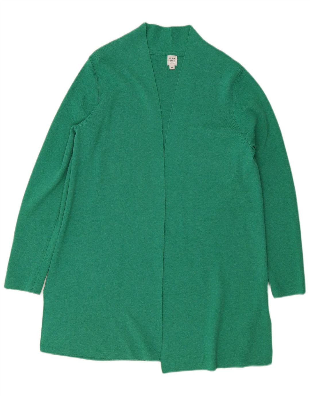 Maglione cardigan aperto lungo da donna John Lewis UK 12 Verde medio
