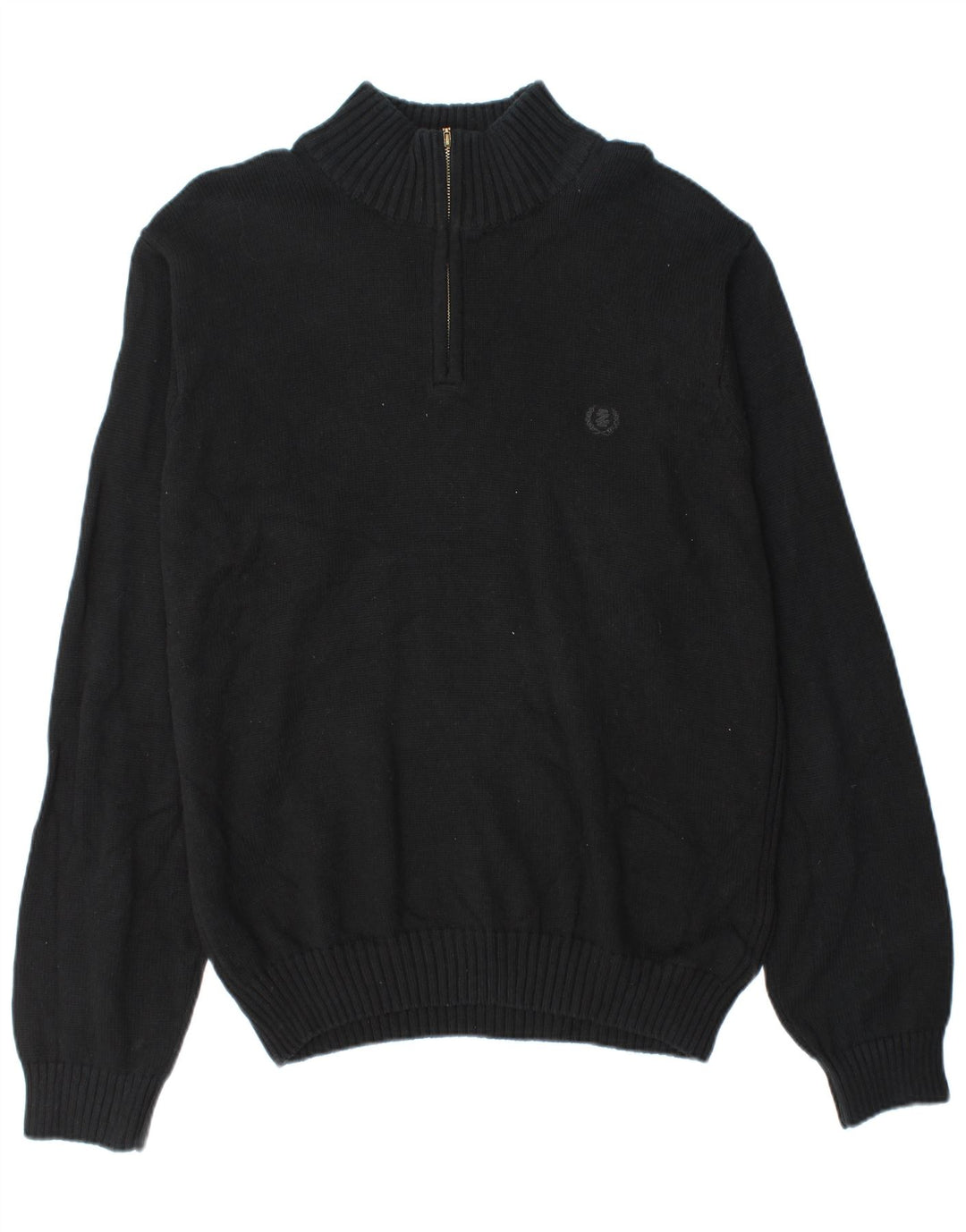 Izod Mens Zip Neck Jumper Sweater XL Black Cotton