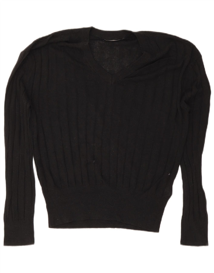 Marks & Spencer Dame V-hals sweater UK 14 Medium Black Viscose