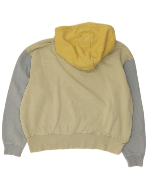 Nike Womens Oversized Hoodie Jumper UK 6 XS Yellow Colourblock Cotton