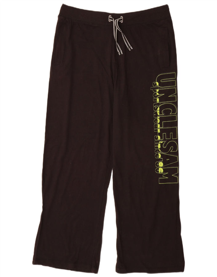 Uncle Sam Mens Graphic Tracksuit Trousers 2XL Black Cotton