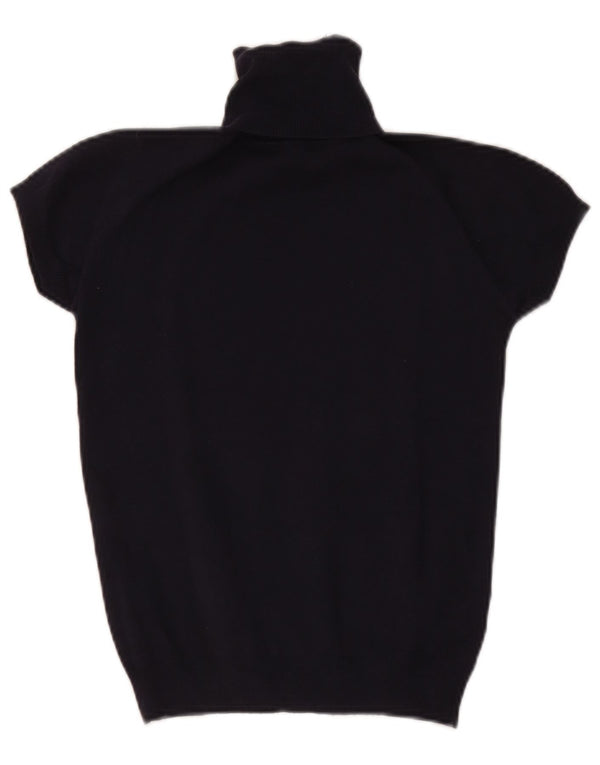 Zara Dame Kortærmet Roll Neck Jumper Sweater UK 12 Medium Navy Blue