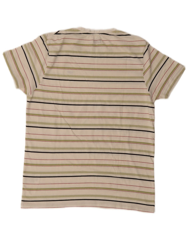 Lee Damen T-Shirt Top UK 18 XL weiß gestreift aus Baumwolle