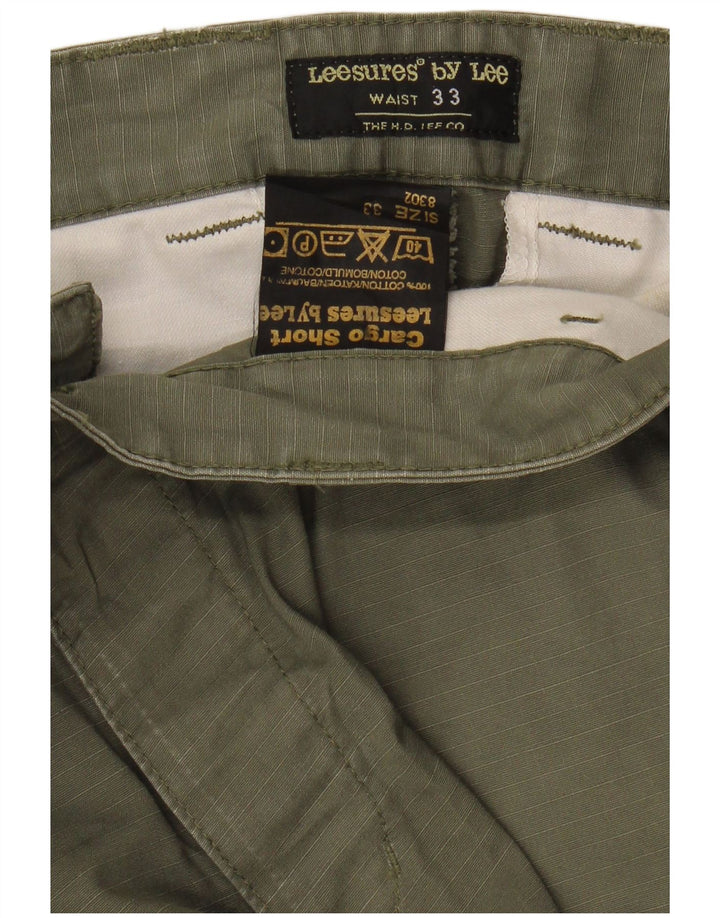 LEE Womens Cargo Shorts W33 Large Khaki Cotton
