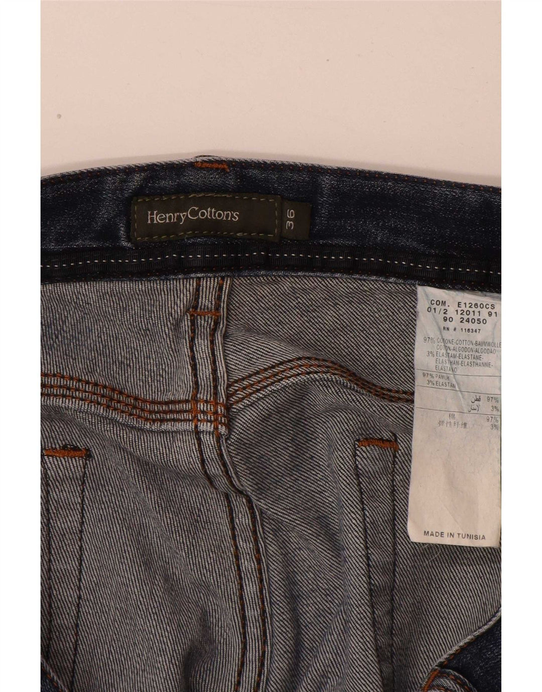 Henry Cottons Mens Straight Jeans W36 L32 Blue Cotton
