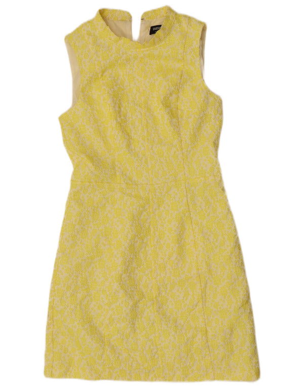 Abito tubino senza maniche da donna Oasis UK 12 Poliestere floreale giallo medio