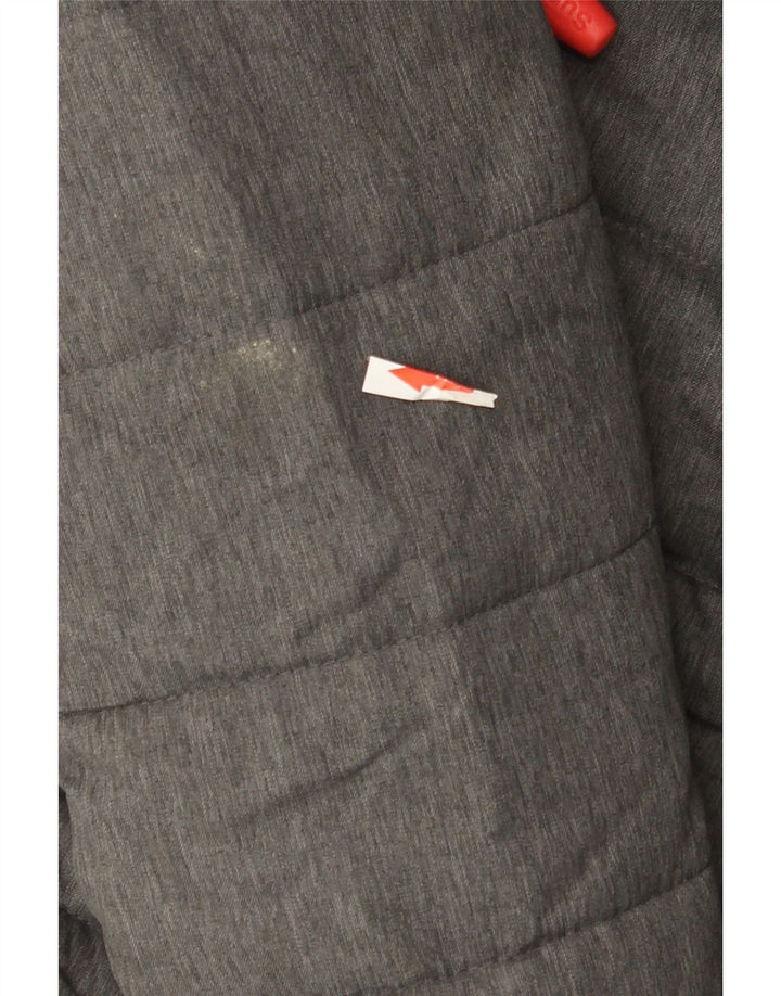 Superdry Veste matelassée à capuche pour femme UK 12 Gris moyen Polyester
