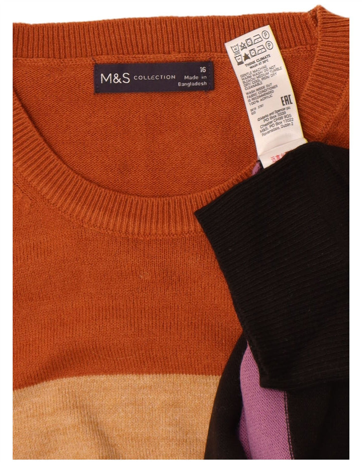 Marks & Spencer Womens Crew Neck Jumper Sweater UK 16 Large Multicoloured