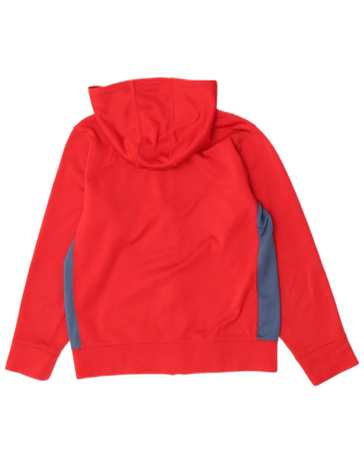 Nike Boys Zip Hoodie Sweater 12-13 Years Large Red Colourblock Polyester