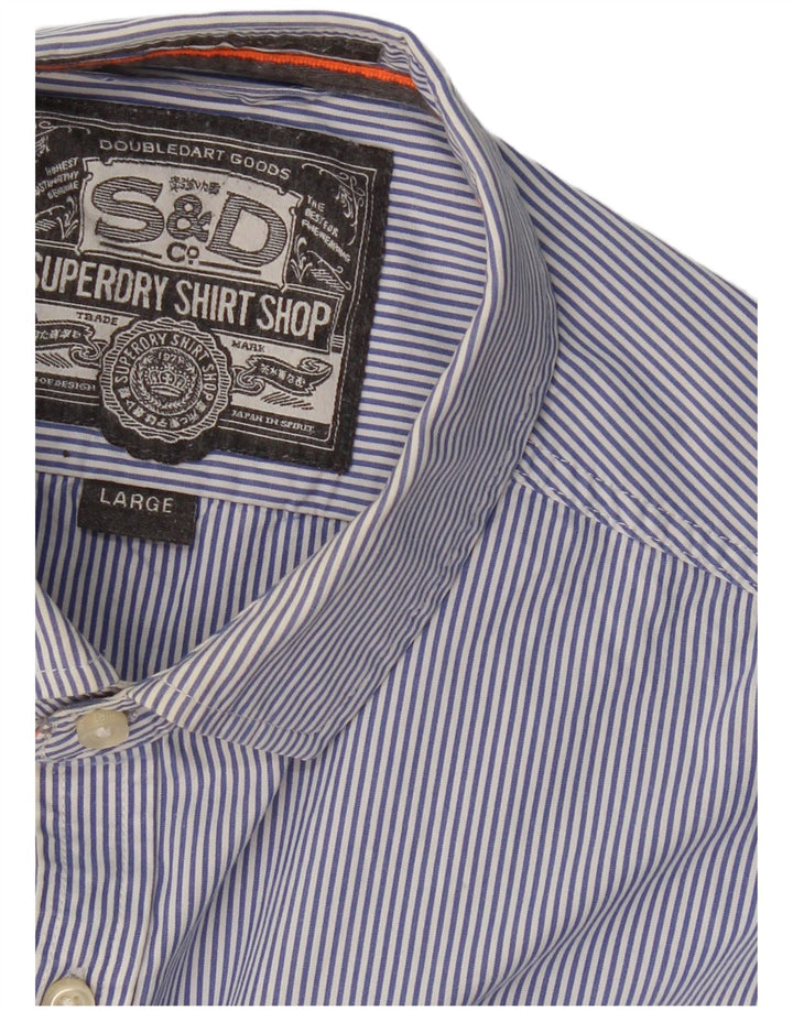 Superdry Mens Shirt Large Navy Blue Pinstripe