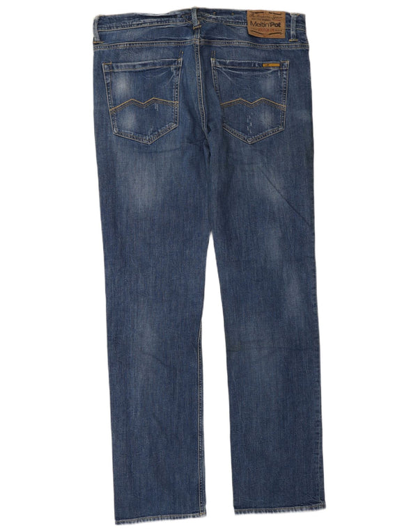 Meltin' Pot Mens Marvin Slim Jeans W36 L34 Blue Cotton