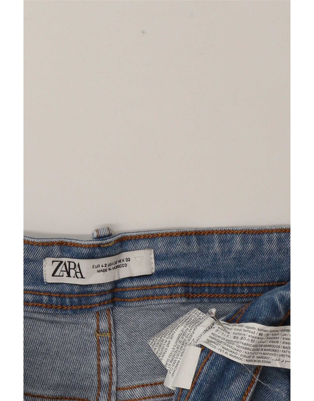 Zara Mens Denim Shorts EU 42 Large W32 Blue Cotton