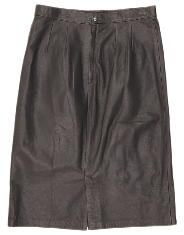 Vintage Womens High Waist Leather Skirt IT 46 Large W28  Grey
